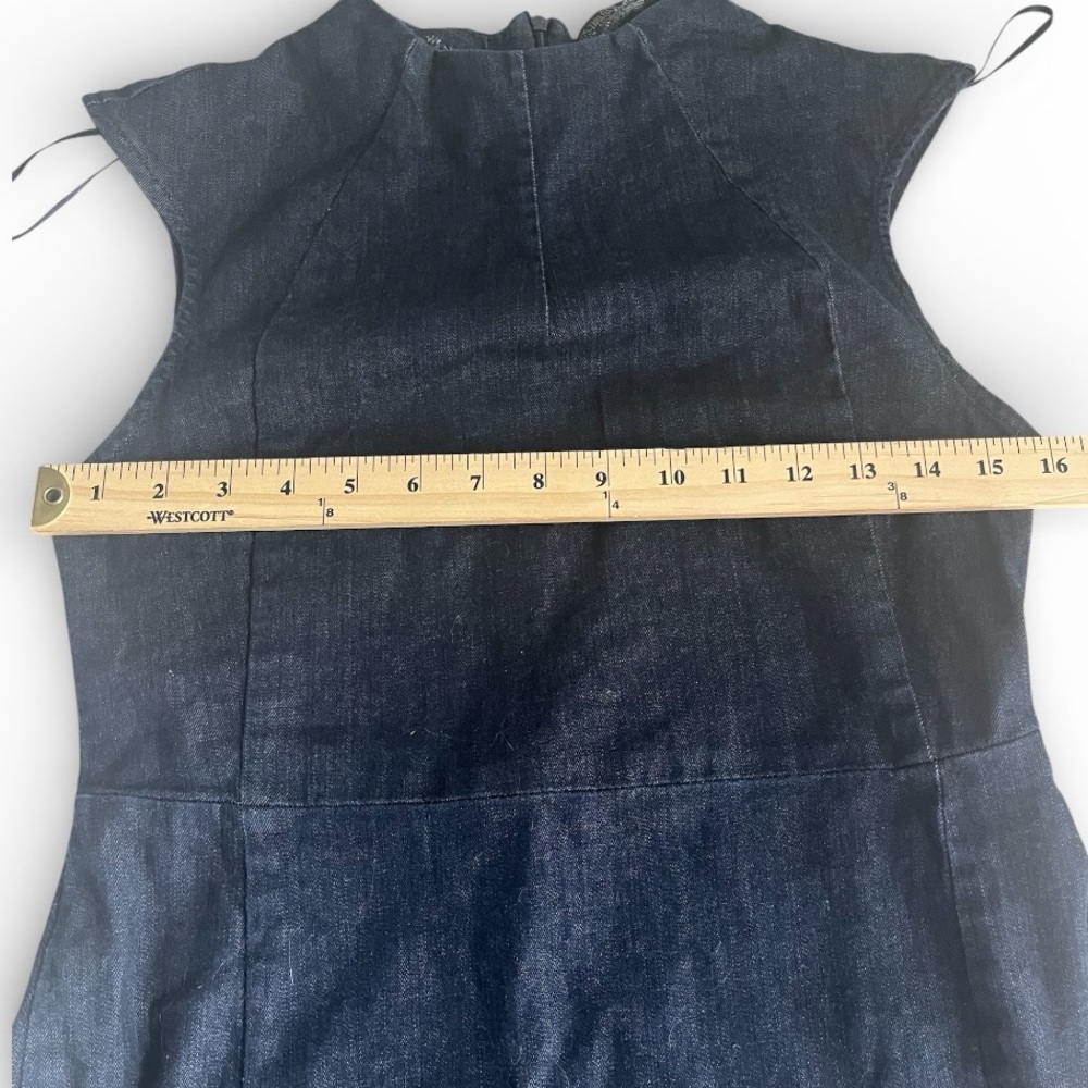 Zara Dark Navy Denim Midi Dress with Front Slit Cap Sleeve Jean Dress Size M - Picture 9 of 9